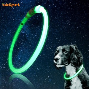 Guler pentru câini din nylon luminează LED-ul colier pentru animale de companie în formă tubulară, care taie liber